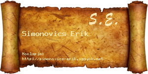 Simonovics Erik névjegykártya